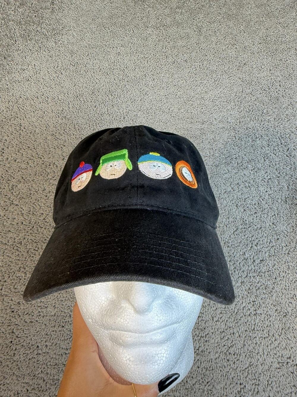 South Park Hat Cap Strap Back Mens One Size Black Embroidered Stan Kyle Cartman